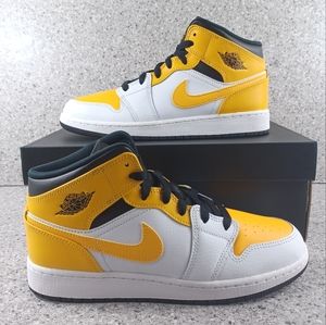 Nike Air Jordan 1 Mid University Gold Sneakers - Youth Sizes 6.5 & 7 Shoes